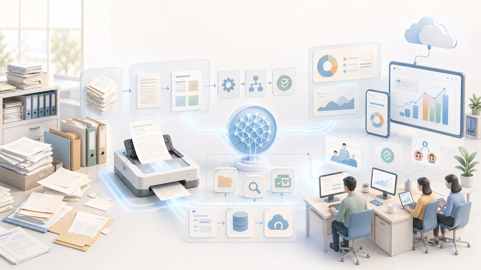 數位轉型 AI 導入案例資訊圖表配圖，呈現成功案例的重點概念