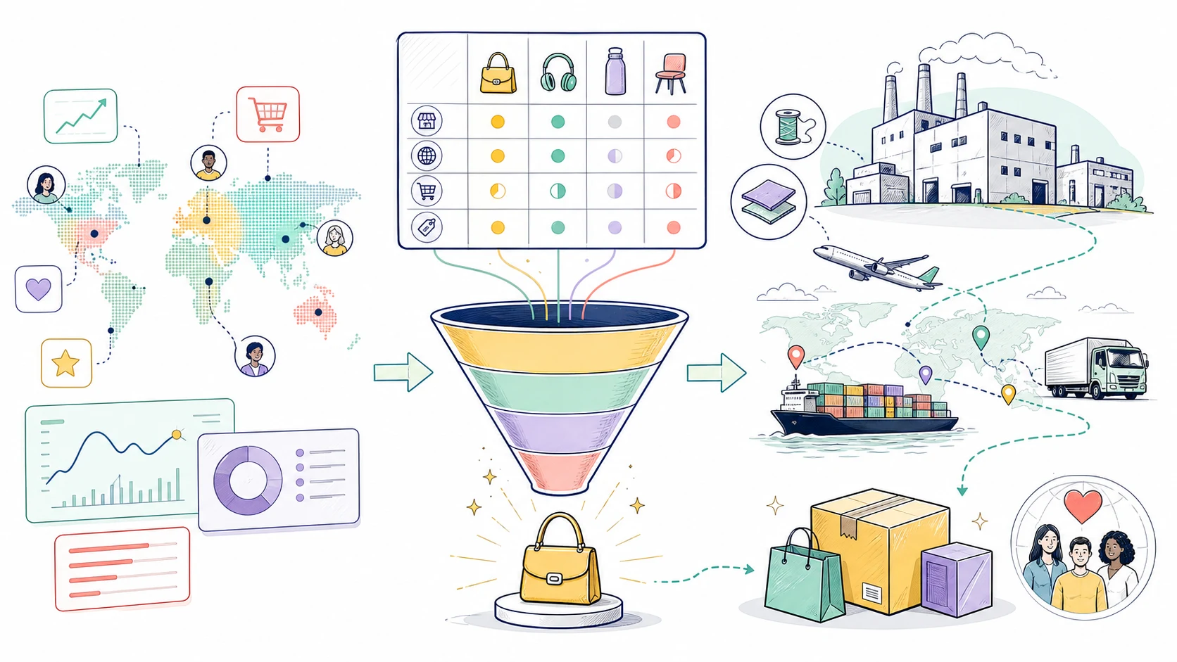 Infographic for Cross-Border Product and Competitive Intelligence: From Demand to Supply, illustrating key concepts from AI Knowledge Hub