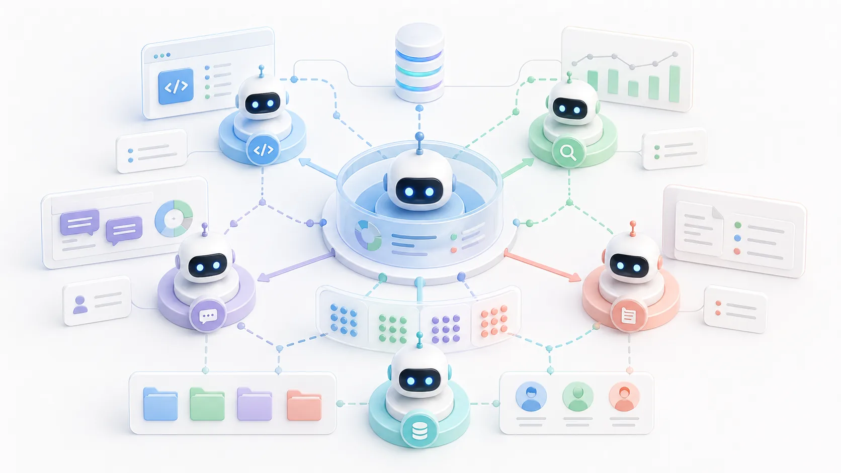 Multi-Agent System：多代理協作的企業 AI 架構完整入門指南資訊圖表配圖，呈現AI 知識中心的重點概念